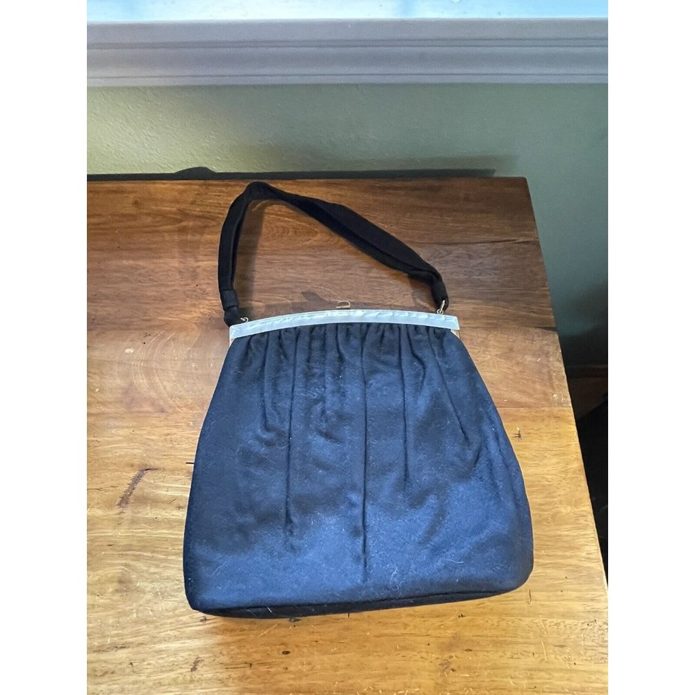 Vintage Ingber Handbag 1950s 50’s Mother Of Pearl MOP Black Velvet USA